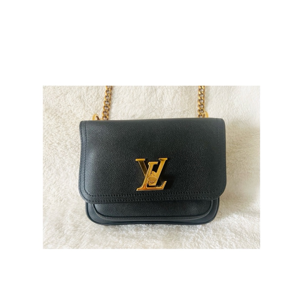 Louis Vuitton Black LockMe Crossbody Bag with Gold Chain